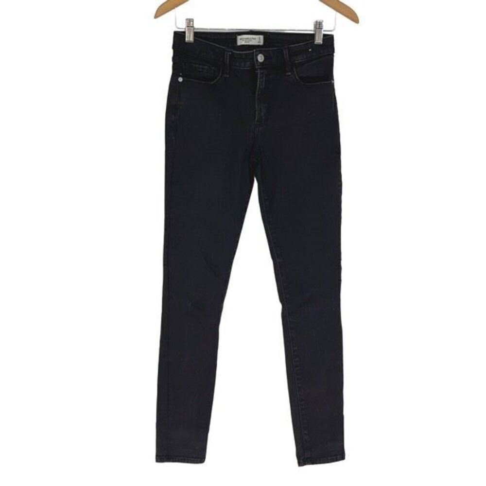 Abercrombie & Fitch Womens The Super Skinny Mid Rise Denim Jeans Black Size 27/4